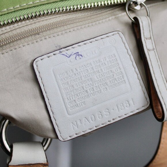 Coach VTG Y2K Green & White Soho Twill & Leather Mini Tote Bag A06S - 1881 - Picture 3 of 11